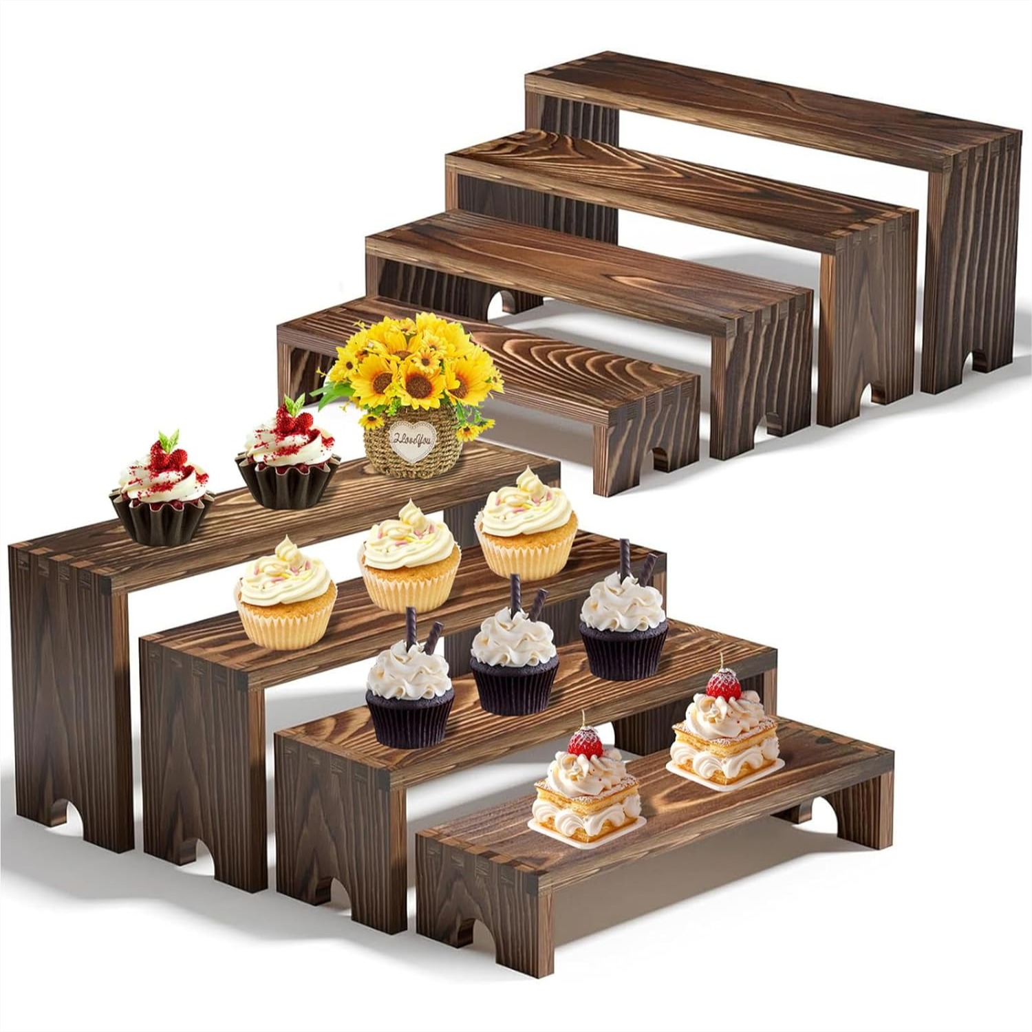 2 Tier Wooden Cupcake Stand Se - Display Risers Set recensie en prijs